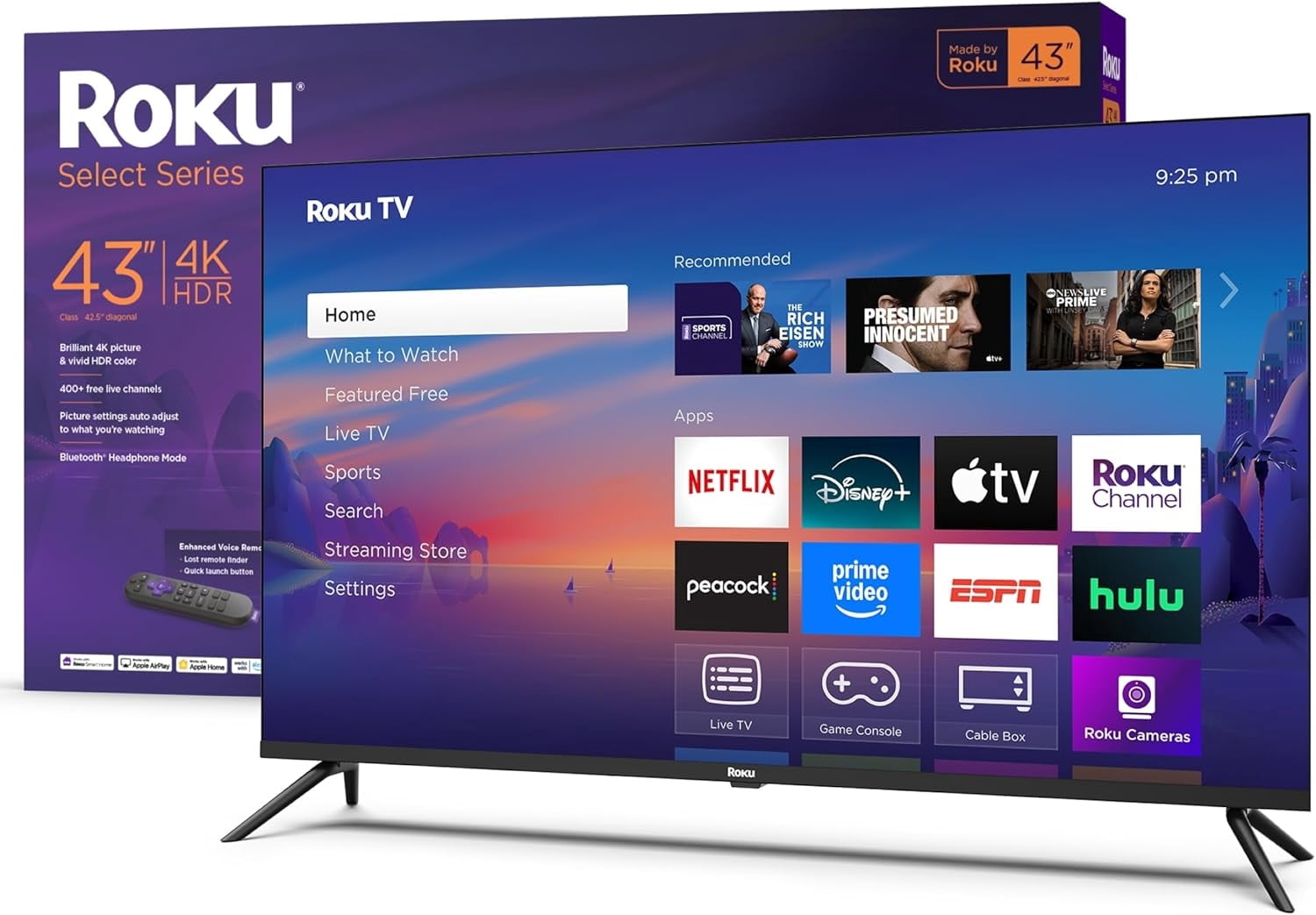 Roku Smart TV – 43-Inch Select Series, 4K HDR TV – Roku TV with Enhanced Voice Remote