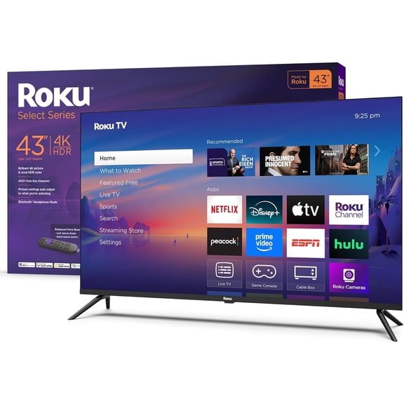 Restored Roku Smart TV – 43-Inch Select Series, 4K HDR TV – Roku TV with Enhanced Voice Remote