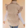 thumbnail image 4 of Women's Cardigan Clearance Women's Mid Long Puffer Vest Ruffle Sleeve Button Down Bubble Jackets Quilted Puffy Outerwear, 4 of 7