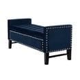 thumbnail image 3 of Inspired Home Banc de Rangement en Velours Megalan avec Boutons Capitonnés et Clous Argentés Moderne, Marine, 3 of 8