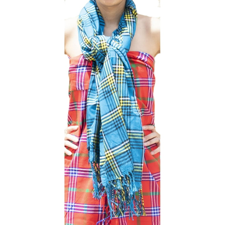Masaai Shuka Kikoy Authentic African Maasai Blanket Scarf Wrap Throw Fabric  Picnic Mat/Bedspread