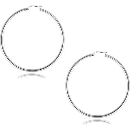 Pori Jewelers Sterling Silver 2mm x 45mm Plain Hoop Earrings