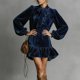 thumbnail image 2 of TaTaai Vintage Velvet Dress for Women, Stand Collar Puff Sleeve Elegant Gown, Loose Ruffle Hem Shift Dress, Perfect for Christmas and Winter Parties Gift, 2 of 9