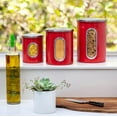 thumbnail image 3 of Mixpresso 3 Piece Red Canisters Sets For The Kitchen, Kitchen Jars With See Through Window, Airtight Coffee Container Tea Organizer & Sugar Canister, Kitchen Canisters Set of 3 Red Kitchen Decor., 3 of 7