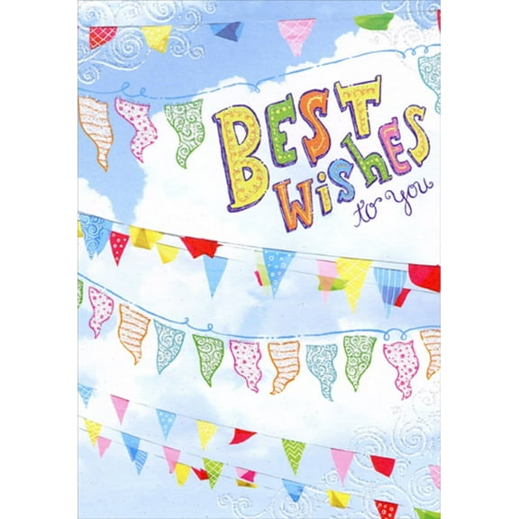 Designer Greetings Color Flags Hanging from Lines Best Wishes Congratulations Card