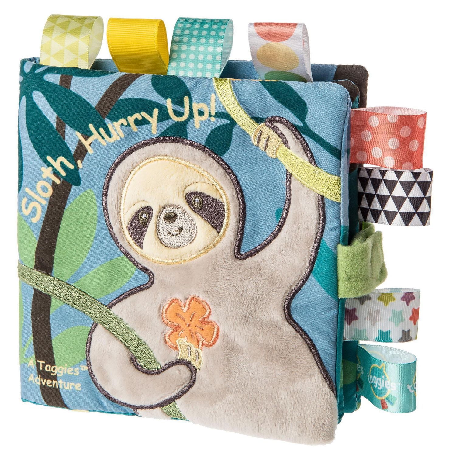 Mary Meyer - Taggies Touch & Feel Soft Cloth Book with Crinkle Paper & Squeaker, Soothing, Sensory Toy - Molasses Sloth