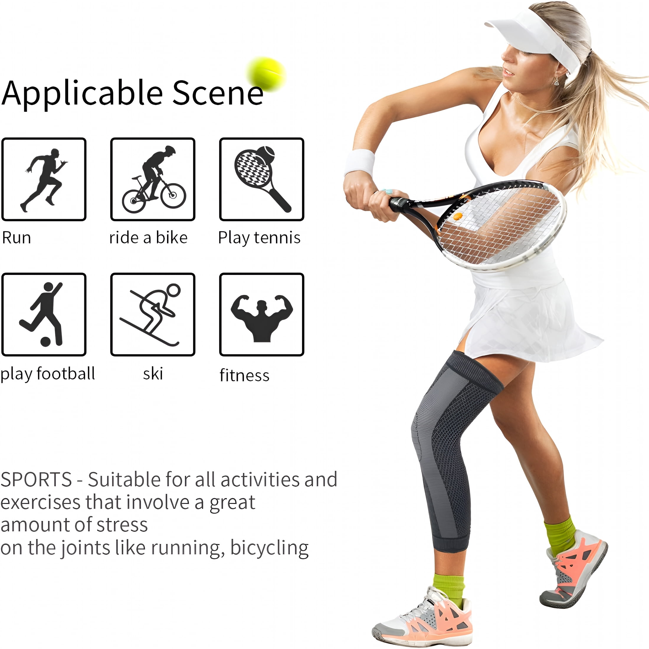 XIRQI Full Leg Sleeves Long Compression Leg Sleeve Knee Sleeves Protect Leg, for Man Women Basketball, Arthritis Cycling Sport