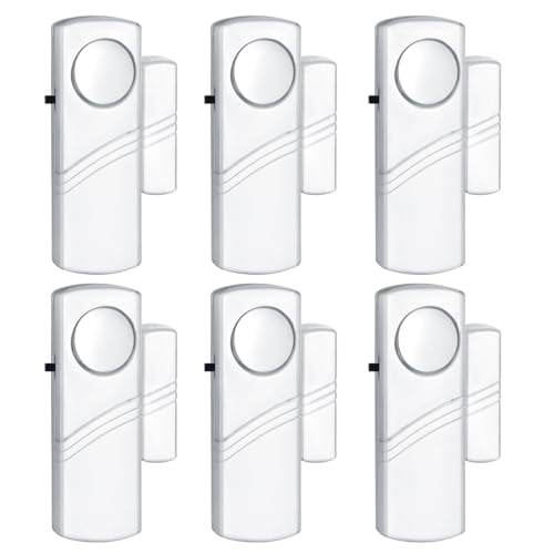 Security Door Window Alarm,90DB Wireless Sensor Door Window Burglar Alarm,Door Alarms for Kids Safety,Easy Installation Doorbell Alarms for Office House Window Pool (6 Pack)