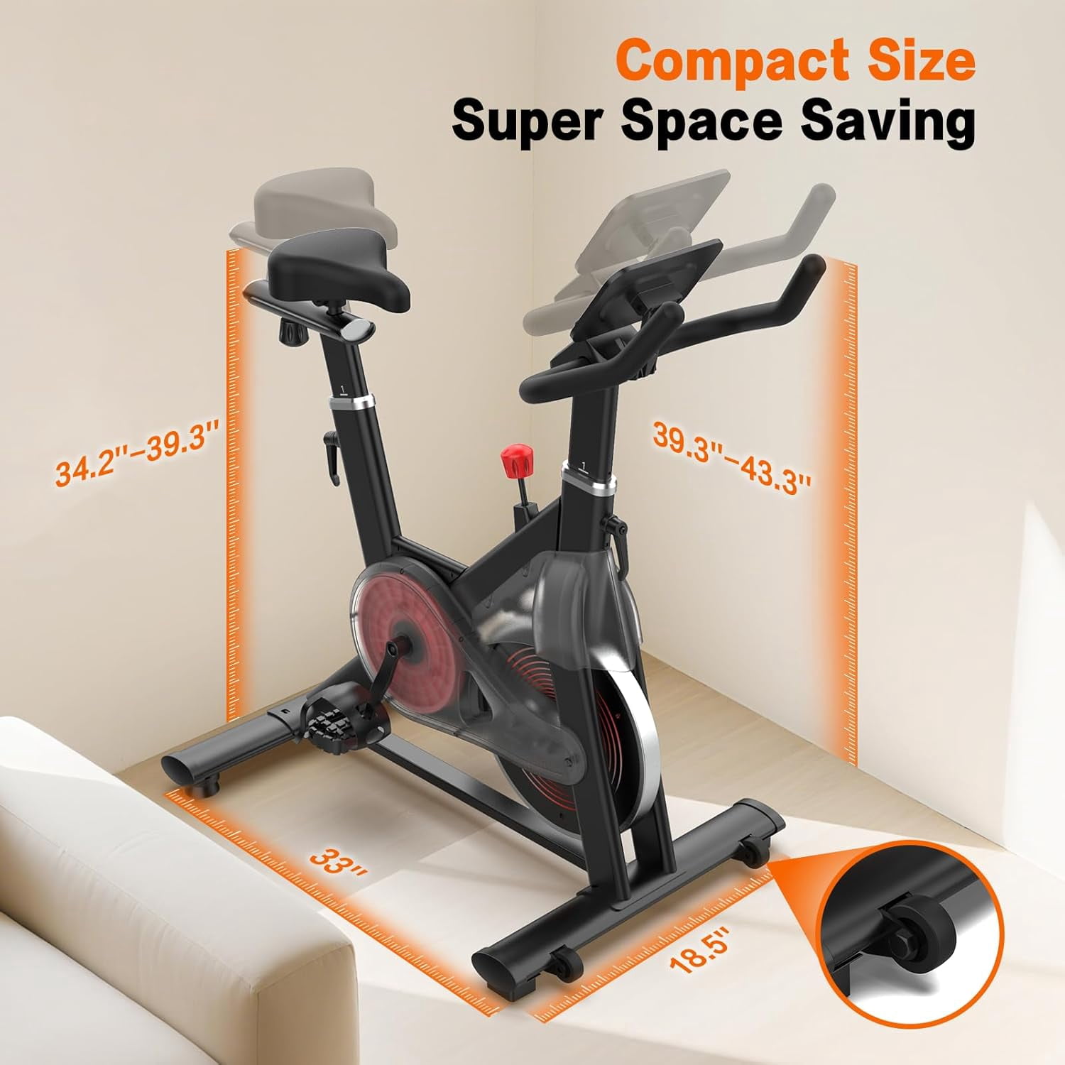 HXD-ERGO Exercise Bike Magnetic Home Stationary Bike with Free App Quiet Indoor Cycling Bike with 350lbs,with LCD Monitor Height-Adjustable Padded Seat