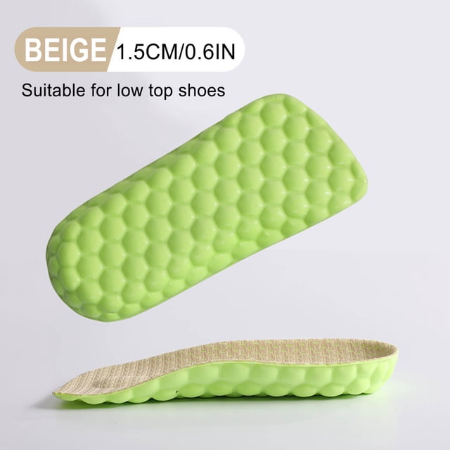 Plantillas para aumento de altura para hombres y mujeres - plantillas de soporte de arco de 3/4 de longitud - elevaciones de talón de 1,5 cm/2,5 cm para absorción de impactos y alivio del dolor en