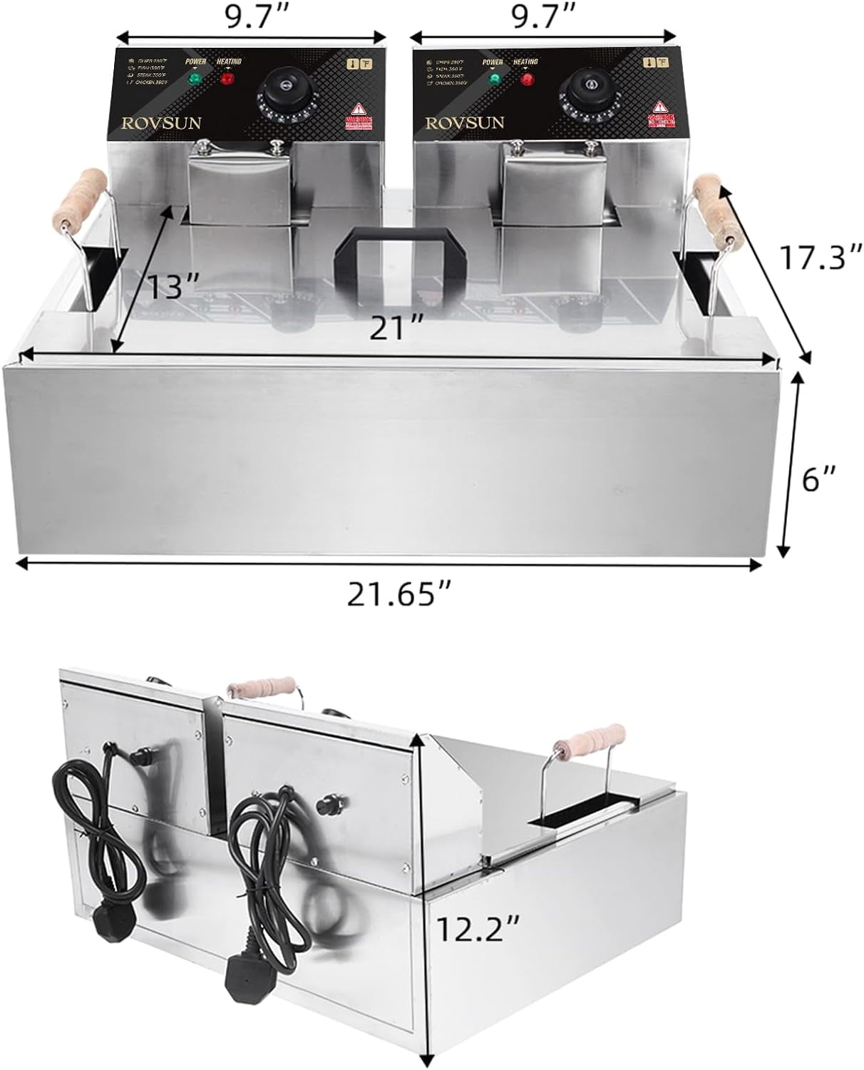 ROVSUN 13.5L 5000W Commercial Electric Deep Fryer, Stainless Steel