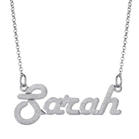 Personalized Planet Women's 10K White Gold Script Nameplate Necklace