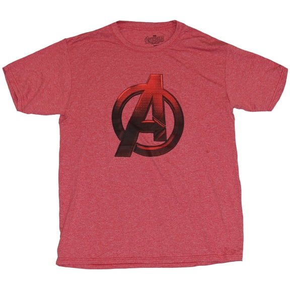 The Avengers (Marvel Comics) Moisture Wicking Mens T-Shirt - Red & Black A Logo (Medium)