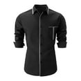 thumbnail image 2 of WREESH Men's Button Down Shirts Slim Fitting Formal Business Shirt with Turn-Down Collar, Long Sleeve, and Pocket a Breathable Solid Color Top Black, 2 of 5
