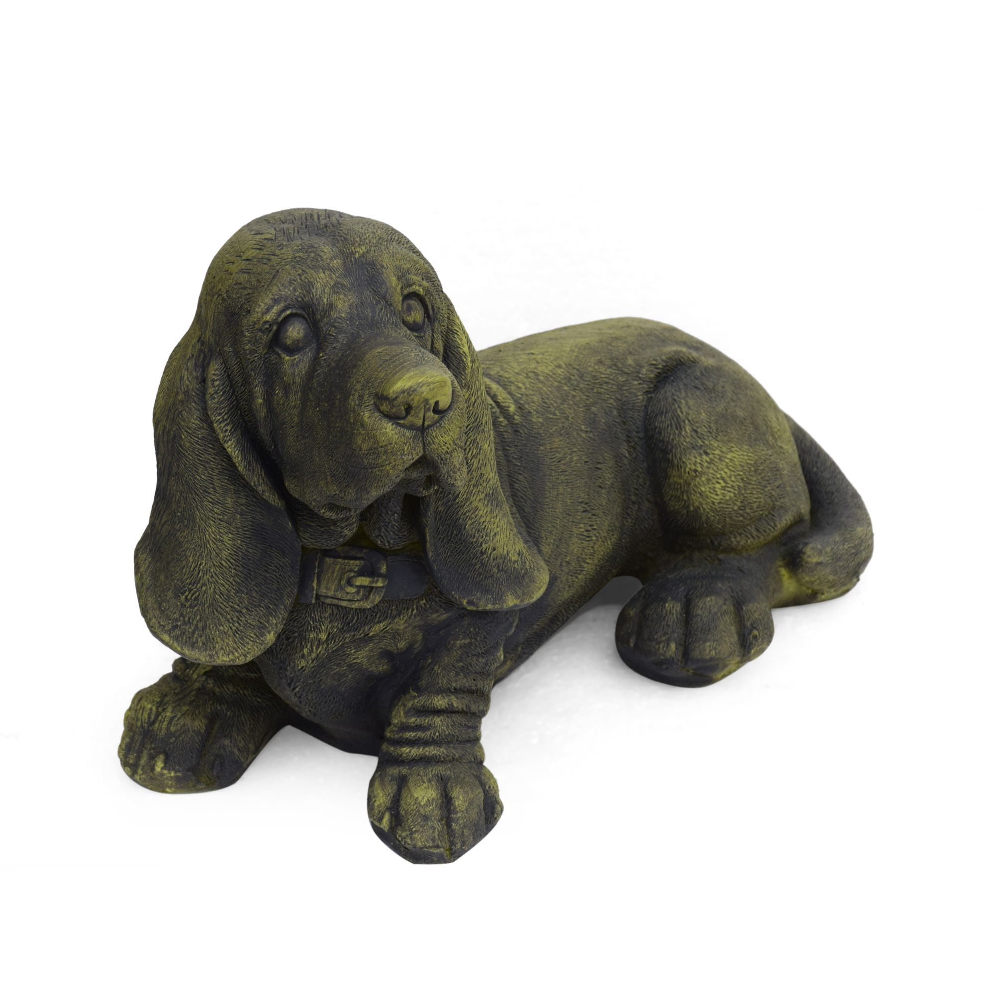 15.5" Antique Green Basset Hound Dog Outdoor Garden Statue Walmart