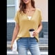 thumbnail image 4 of Camisetas de Corta con Cuello en V y Muescas para Mujer, Blusas de Verano Básicas y Holgadas, Camisetas de Corta 2025 Amarillo XL, 4 of 8