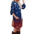 thumbnail image 5 of Women's Casual Dress Long Sleeve Round Neck Snowflake Print with Pocket Winter Theme Loose Fit Midi Dress for Spring Fall,Sky Blue,2XL, 5 of 6