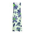thumbnail image 4 of Sevevn Women's Fashionable Sleeveless And Linen Round Neck Printed Long Dress Blue M Clearance Sales Online Deals, 4 of 5