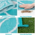 thumbnail image 2 of Enyhom Floral Waterproof Outdoor Rugs 5'x8', Reversible Plastic Straw Patio Camping Rug for Camping Patio Picnic, Teal, 2 of 9