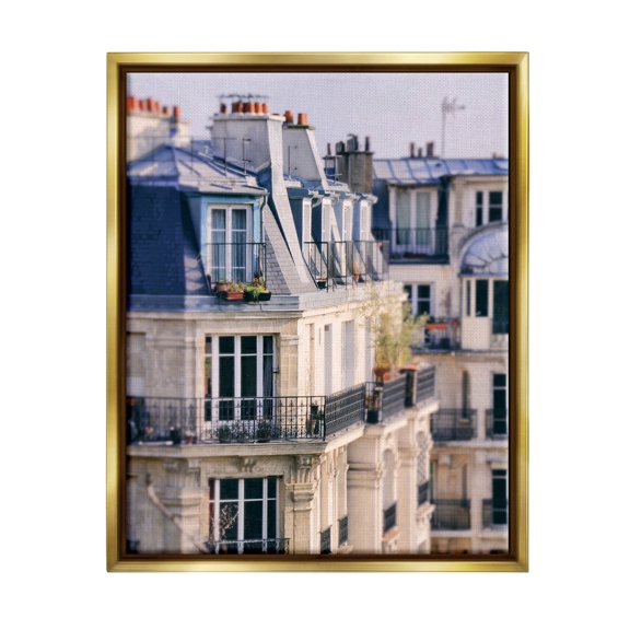 Parisian Architecture Buildings Town & City Photograph Metallic Gold Framed Art Print Wall Art
