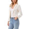 thumbnail image 4 of INSPIRE CHIC Stripe Blazer for Women's Notch Lapel Long Sleeve Open Front Casual Work Office Suit Jackets S Light Beige, 4 of 5