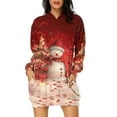 thumbnail image 2 of TIMIFIS Robe de Noël Moche pour Femmes, Manches Longues, Imprimé Bonhomme de Neige, Robe Chemise Décontractée Moulante avec Poche, 2 of 4