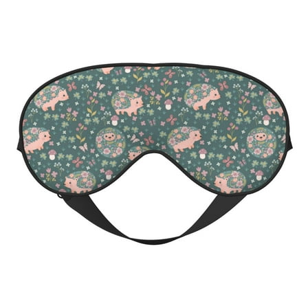 Naloa Hedgehogs and Flowers Print Sleep Mask for Sleeper, Light Blocking Sleeping Eye Mask for Women Men, Eye Shade with Adjustable Strap for Travel, Nap,Meditation