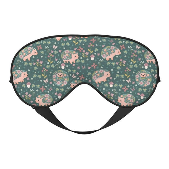 Naloa Hedgehogs and Flowers Print Sleep Mask for Sleeper, Light Blocking Sleeping Eye Mask for Women Men, Eye Shade with Adjustable Strap for Travel, Nap,Meditation