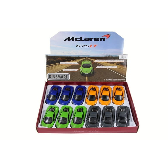 McLaren 675LT Diecast Car Package - Box of 12 1/36 Scale Diecast Model Cars, Assorted Colors