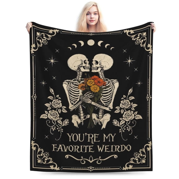 Skull Blanket Gifts for Women Men, Rose Skull Throw Blankets Birthday Gifts for Boyfriend Girlfriend 50x40