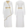thumbnail image 2 of iiniim Girls Long Sleeve Liturgical Praise Gown Color Block Lyrical Dance Dress Festivals White 14, 2 of 7