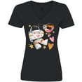 thumbnail image 3 of Inktastic Astronaut Valentine Outer Space Hearts Women's V-Neck T-Shirt, 3 of 5