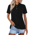 thumbnail image 2 of Yigetop Collared Shirts for Women Summer Short Sleeve Work Dressy Tops Shirts for Women Business T-Shirts for Work & Casual Work Shirts for Women Black L, 2 of 7