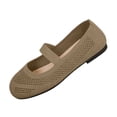 thumbnail image 2 of Women's Solid Color Mesh Mary Jane Flats, Breathable Knit Slip-On Casual Shoes for Everyday and Office Wear Khaki 38, 2 of 5