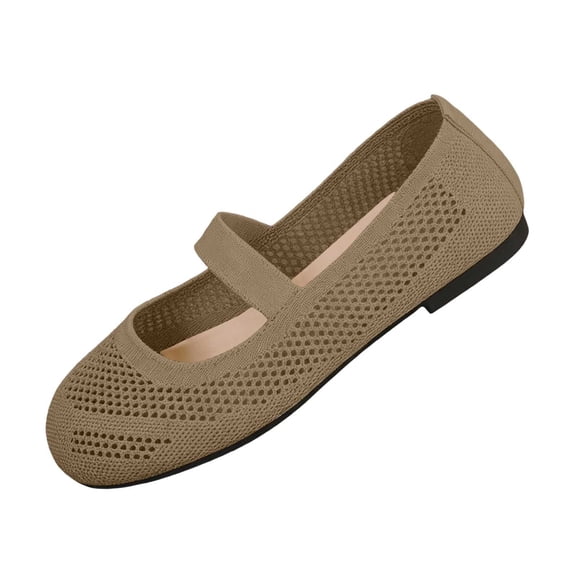 Wensltd Women Mesh Mary Jane Flats Adjustable Buckle Breathable Round Toe Lightweight Casual Shoes for Daily Summer Wear