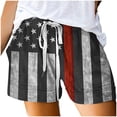 thumbnail image 4 of Plus Size Shorts for Women Summer Usa Flag Shorts Casual Drawstring Elastic Waist with Pockets, 4 of 5