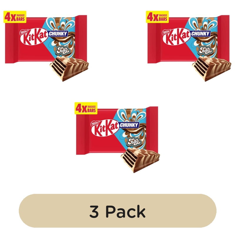 Kit Kat Chunky Funky Chocolate Bar 4 Pack Multipack 4 x 32g, British Import (Pack of 3)