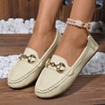 thumbnail image 2 of Women's French Style Loafers, Soft Sole Slip On Flats, Retro Metal Buckle Dress Shoes, Comfortable Walking Loafers for Daily Wear, 2 of 10