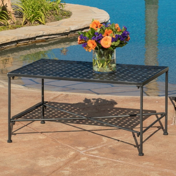 Alexander Outdoor Iron Coffee Table, Black