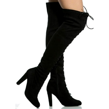 

AMAYA-07 FAUX SUEDE LACE UP OVER THE KNEE BOOTS
