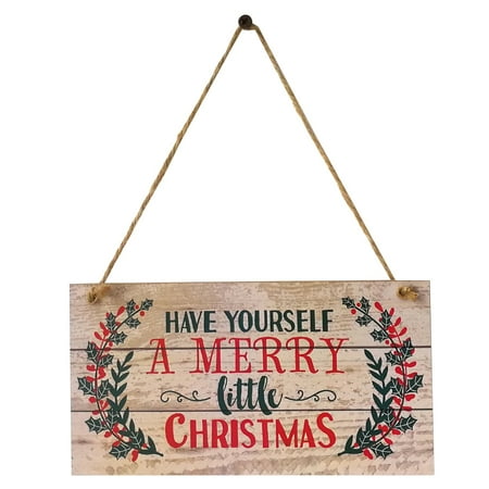 Holiday Door Decor Have Yourself a Merry Little Christmas Wooden Wall Sign Wood Plank Hanging Sign Winter Holiday Door Decor ()