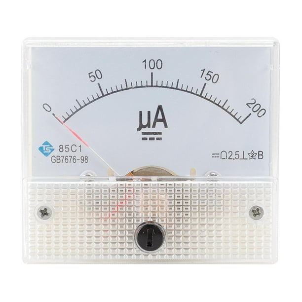 Medidor de corriente analógica 85C1 DC 50μa, 100μa, 200μa, 500μa, 20A Amperímetro para prueba de circuito Ampere Microamperímetro Probador 1 CC 0-200uA Soledad Medidor de amperios analógico de CC