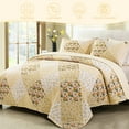 thumbnail image 7 of Exclusivo Mezcla Reversible Boho Quilt Set Queen Size, 3 Pieces Patchwork Yellow All Season Bedspreads, Ultra Soft Floral Coverlet Bedding Set with Printed Pattern (1 Quilt, 2 Pillow Shams), 7 of 7