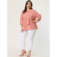 thumbnail image 3 of Women's Plus Size Work Round Neck Ruffle Chiffon Blouse Top Pink 4X, 3 of 6