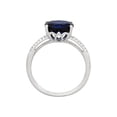 thumbnail image 3 of Women's Welry Created Oval Blue Sapphire Ring with Diamond Accents in 10kt White Gold, Size 9, 3 of 5