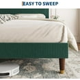 thumbnail image 4 of Full Size Upholstered Platform Bed Frame, Modern Fabric Headboard, Metal & Wood Support, Green, No Box Spring, 4 of 7