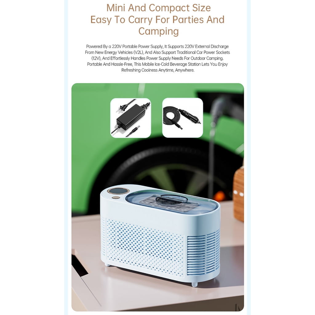 Sinyiin Fast Freezing 12V Portable Ice Maker with ABS Construction Ice Cubes Machine Great for Small Spaces and on the Go