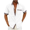 thumbnail image 2 of Nebwoak Mens Casual Button Down Shirts with Pockets- Casual Fashion Loose Fit Short Sleeve Beach Shirts White Size XL, 2 of 6