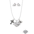 thumbnail image 3 of Silvertone Big Sister Banner on Clear Crystal Heart Silver Tone Cross and Bunny Necklace and Earrings Set, 3 of 5