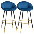thumbnail image 1 of HOMCOM Tabourets de Bar 29,5 Pouces Ensemble de 2, Chaises de Bar en Velours avec Dossier, 1 of 10